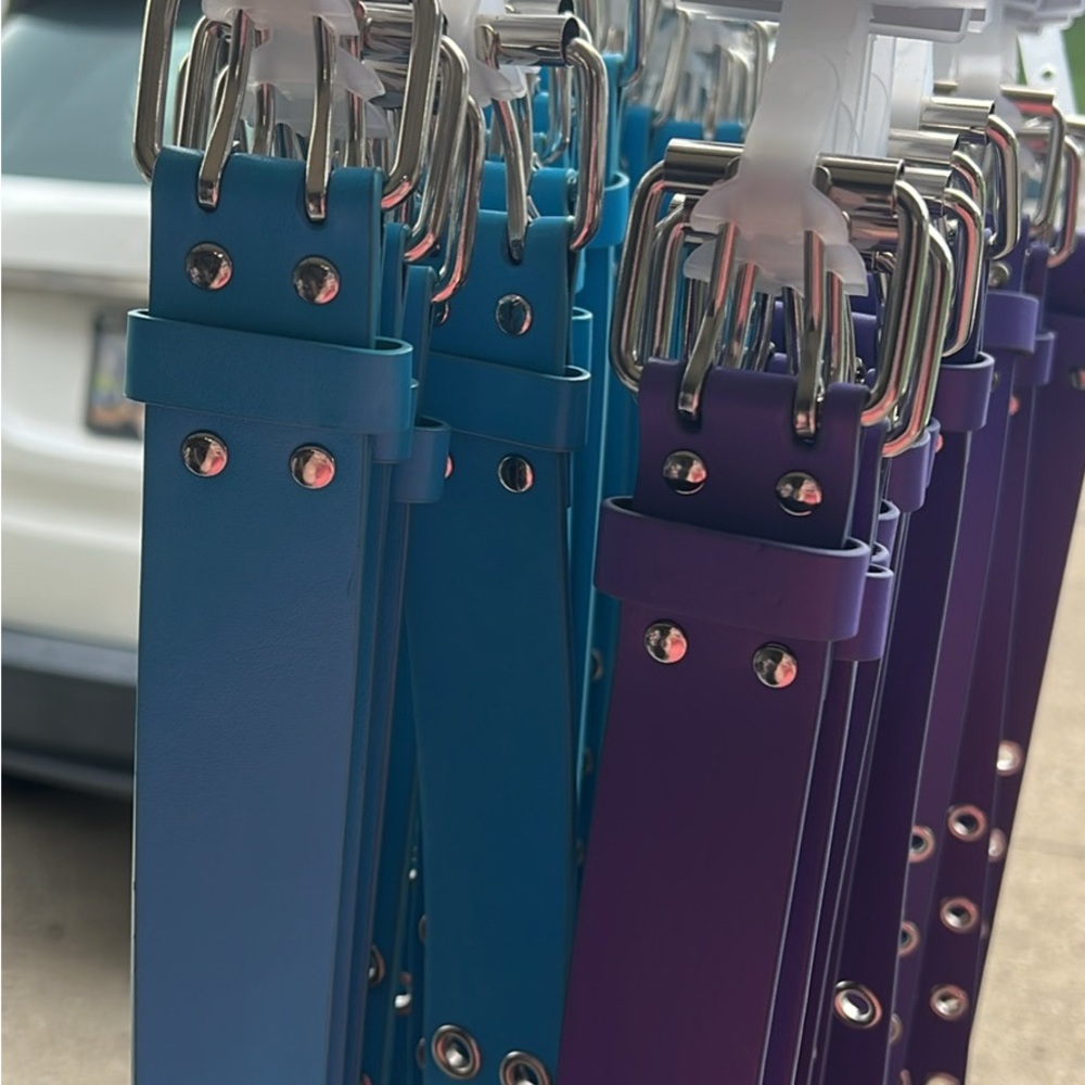 No Boundaries Blue and Purple Belts with Silver Buckles 2X YOU GET ONE OF EACH!!